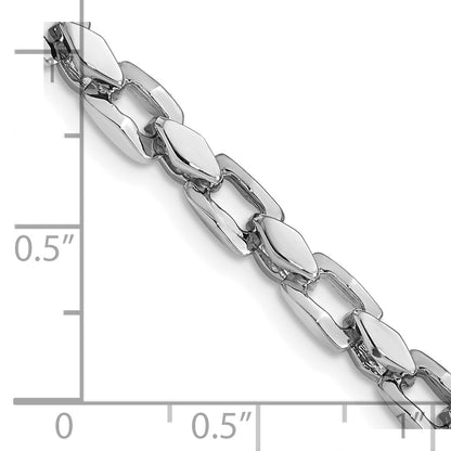Solid 14K White Gold 22inch 4.5mm Hand Polished Fancy Link with Fancy Lobster Clasp Chain Necklace