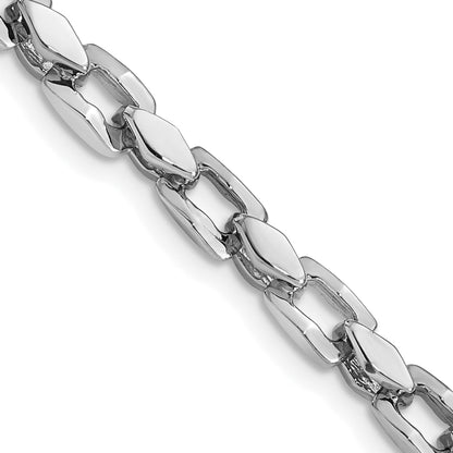 Solid 14K White Gold 22inch 4.5mm Hand Polished Fancy Link with Fancy Lobster Clasp Chain Necklace