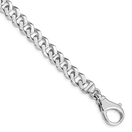 Solid 14K White Gold 9 inch 8mm Hand Polished Fancy Link with Fancy Lobster Clasp Bracelet