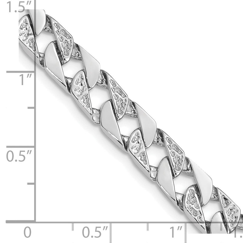 14K White Gold 7.5mm Hand Polished Fancy Link Chain Necklace