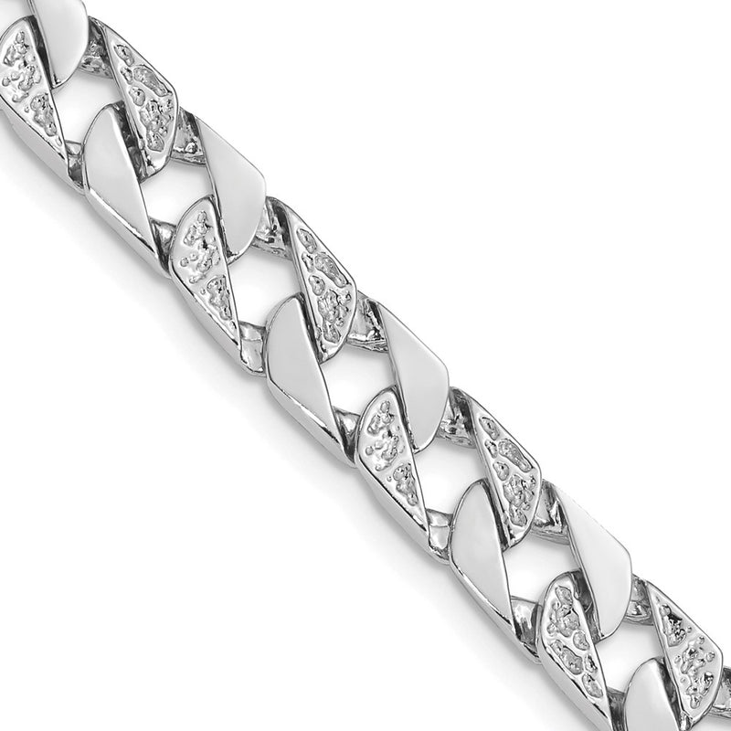 14K White Gold 7.5mm Hand Polished Fancy Link Chain Necklace