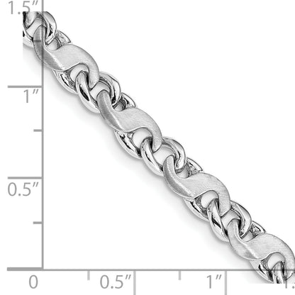 Solid 14K White Gold 24 inch 5.4mm Hand Polished and Satin Fancy S-Link with Fancy Lobster Clasp Chain Necklace