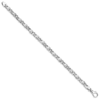 Solid 14K White Gold 9 inch 5.4mm Hand Polished and Satin Fancy S-Link with Fancy Lobster Clasp Bracelet