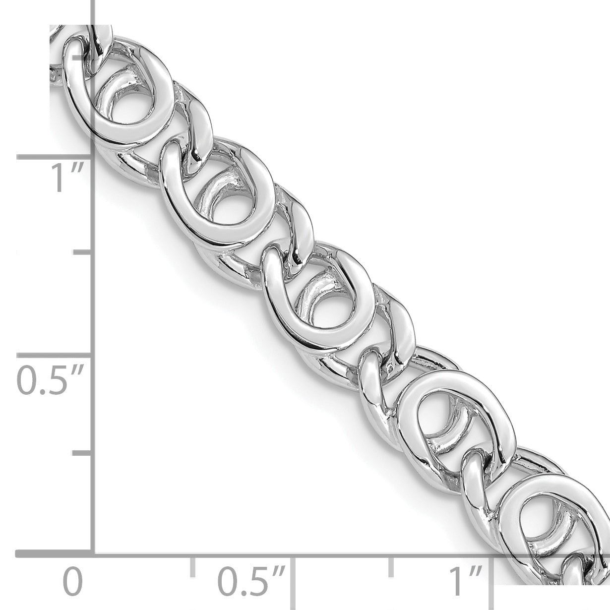 Solid 14K White Gold 24 inch 7mm Hand Polished Fancy Link with Fancy Lobster Clasp Chain Necklace