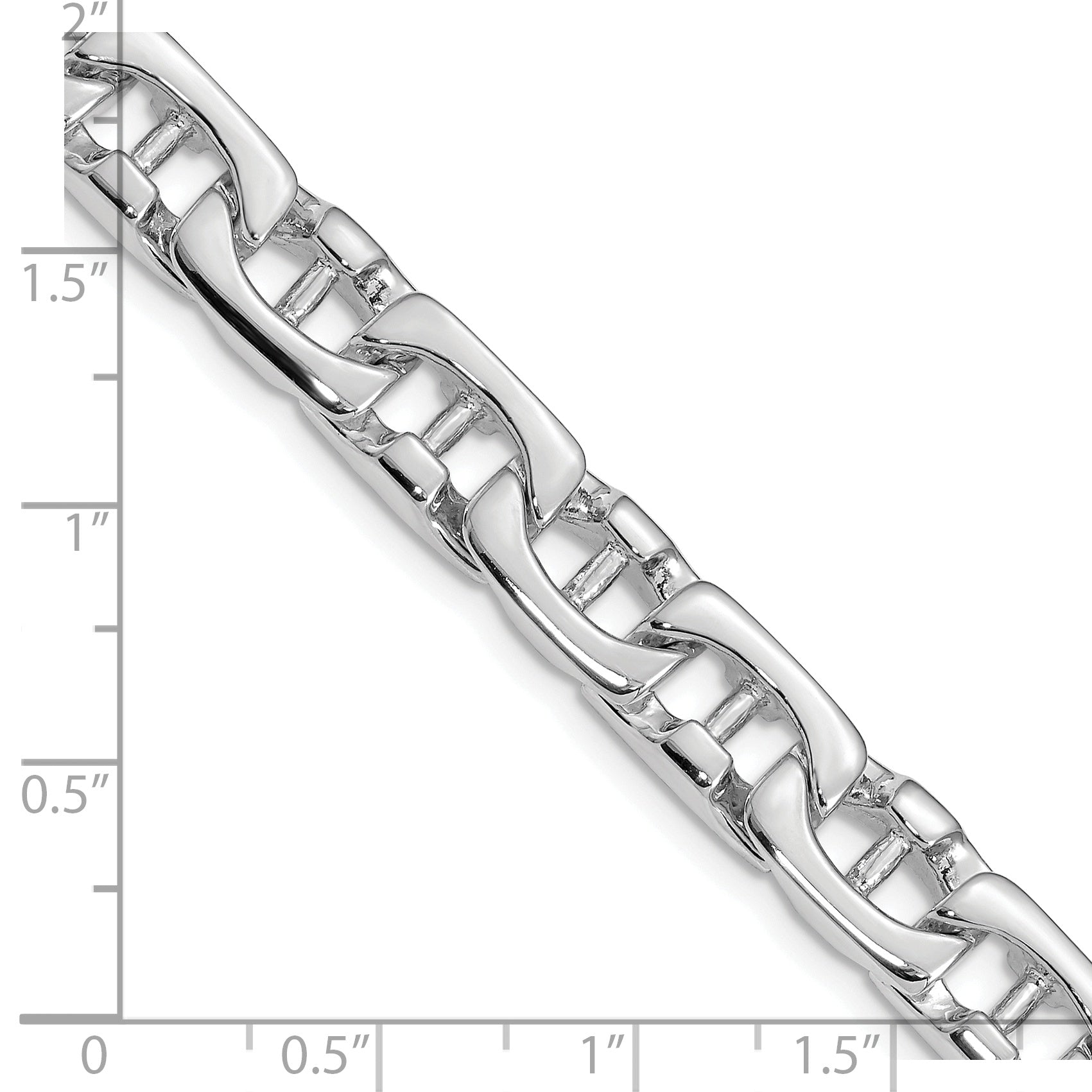 Solid 14K White Gold 22 inch 8.5mm Hand Polished Fancy Link with Fancy Lobster Clasp Chain Necklace