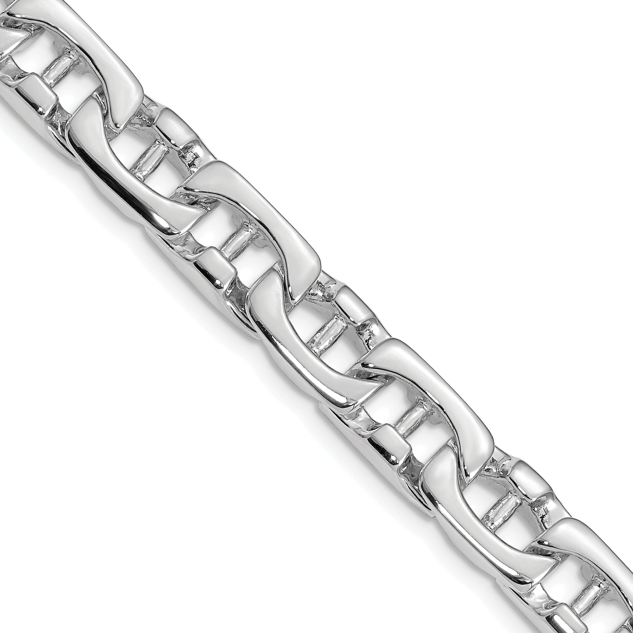Solid 14K White Gold 22 inch 8.5mm Hand Polished Fancy Link with Fancy Lobster Clasp Chain Necklace