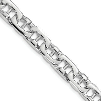 Solid 14K White Gold 22 inch 8.5mm Hand Polished Fancy Link with Fancy Lobster Clasp Chain Necklace