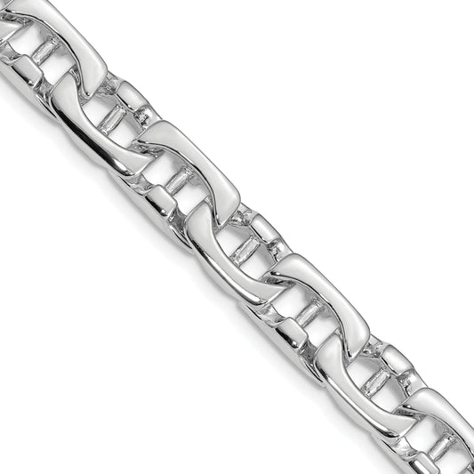 Solid 14K White Gold 22 inch 8.5mm Hand Polished Fancy Link with Fancy Lobster Clasp Chain Necklace