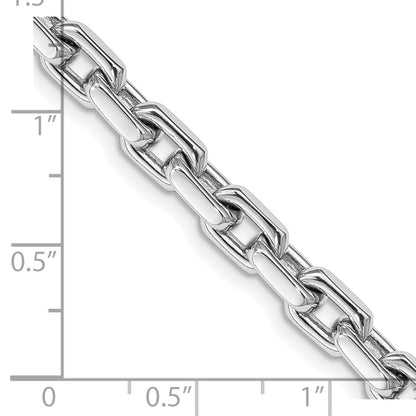Solid 14K White Gold 9 inch 5.4mm Hand Polished Fancy Link with Lobster Clasp Chain Bracelet