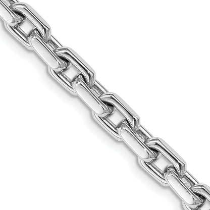 Solid 14K White Gold 24 inch 5.4mm Hand Polished Fancy Link with Lobster Clasp Chain Necklace