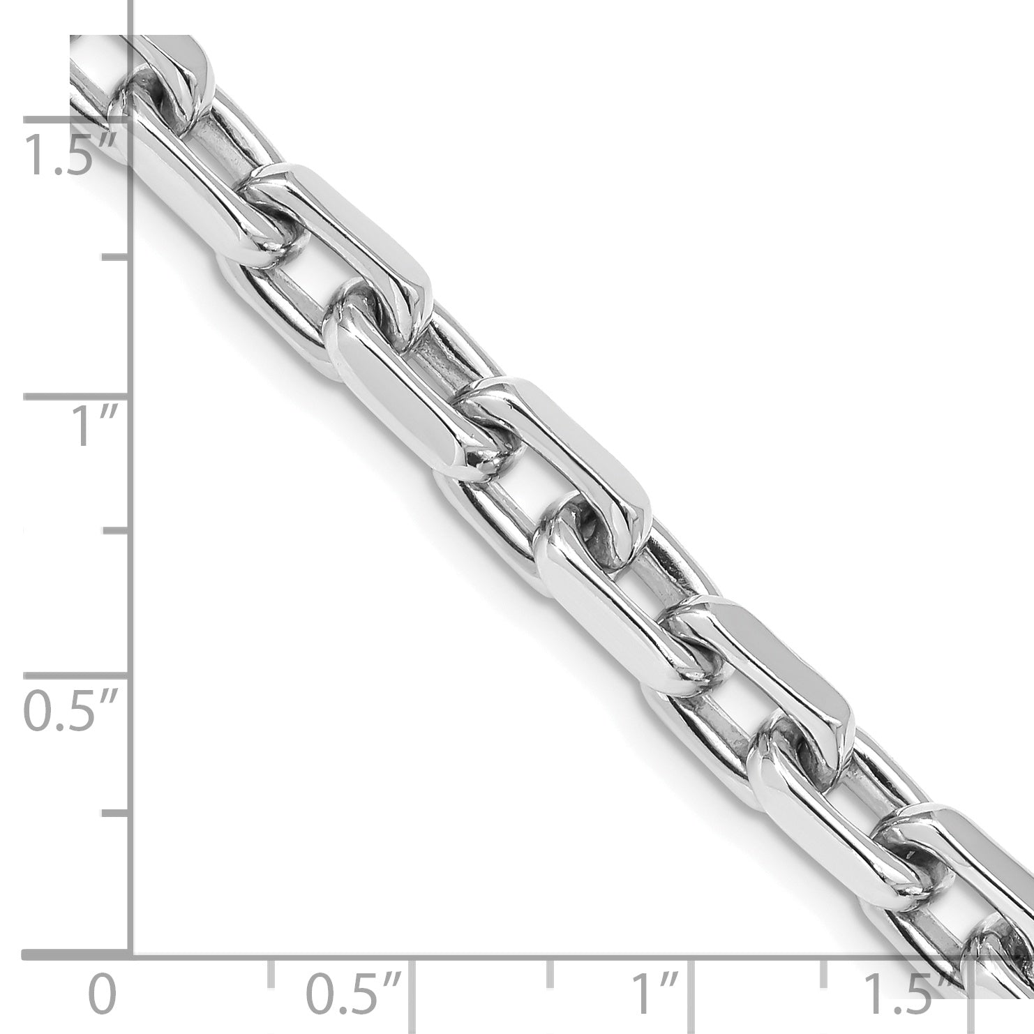 Solid 14K White Gold 9 inch 7mm Hand Polished Fancy Link with Lobster Clasp Chain Bracelet