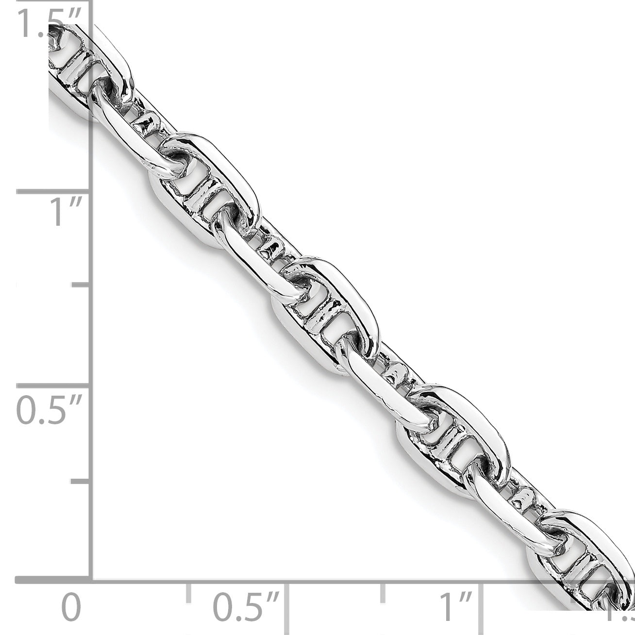 Solid 14K White Gold 7.5 inch 5.1mm Hand Polished Fancy Link with Lobster Clasp Bracelet