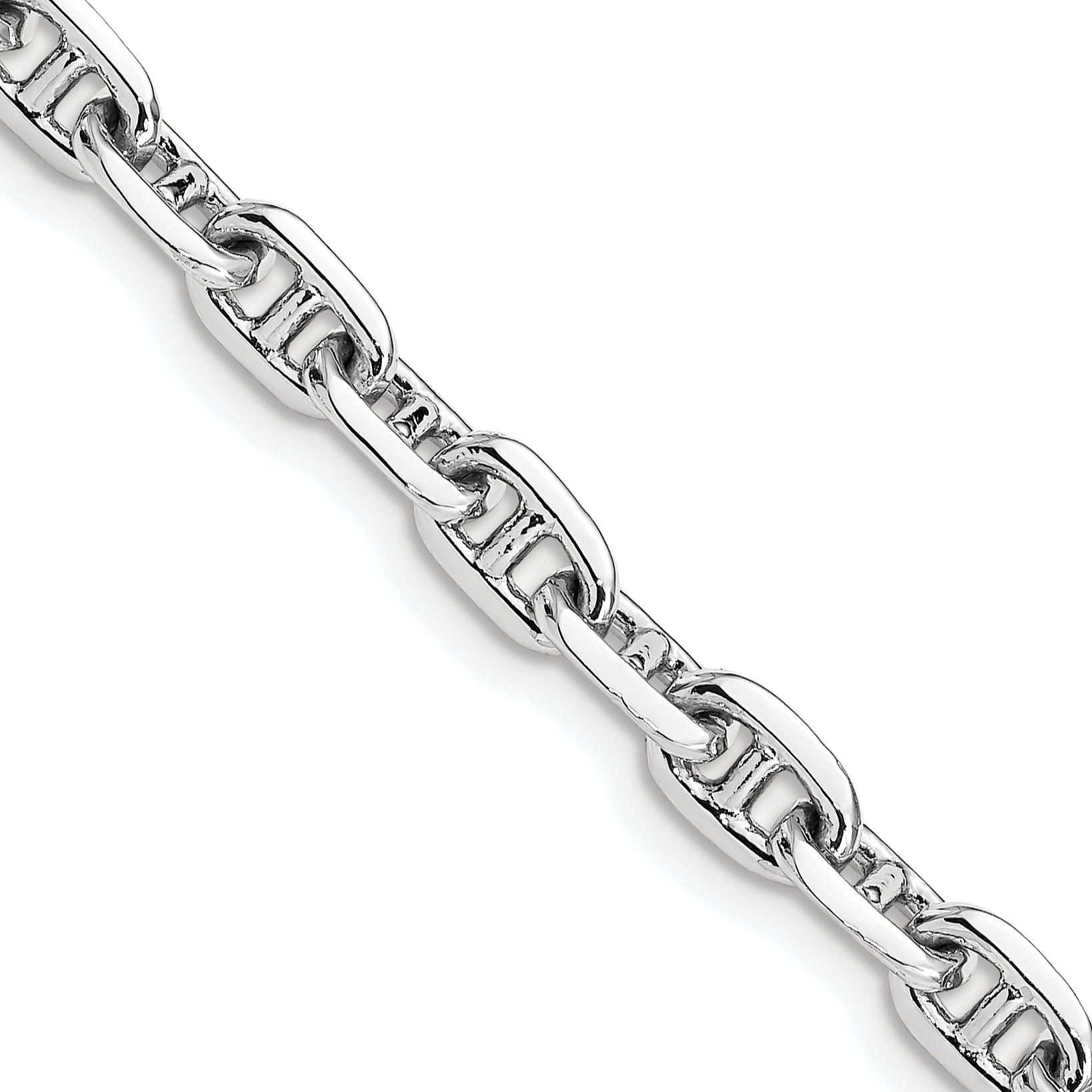 Solid 14K White Gold 22 inch 5.1mm Hand Polished Fancy Link with Lobster Clasp Chain Necklace