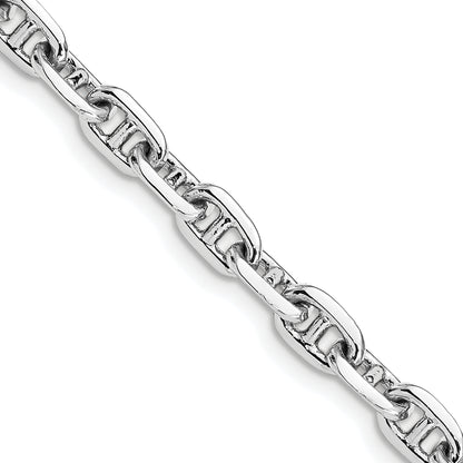Solid 14K White Gold 7.5 inch 5.1mm Hand Polished Fancy Link with Lobster Clasp Bracelet