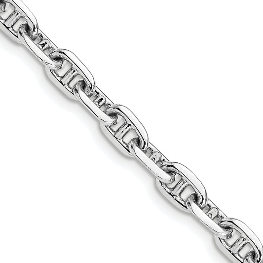 Solid 14K White Gold 7.5 inch 5.1mm Hand Polished Fancy Link with Lobster Clasp Bracelet