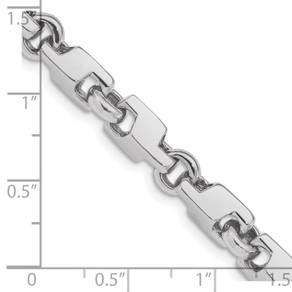 Solid 14K White Gold 20 inch 6.6mm Hand Polished Fancy Link with Fancy Lobster Clasp Chain Necklace