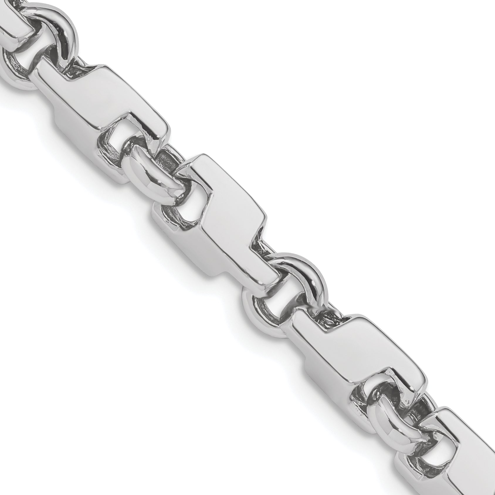 Solid 14K White Gold 22 inch 6.6mm Hand Polished Fancy Link with Fancy Lobster Clasp Chain Necklace