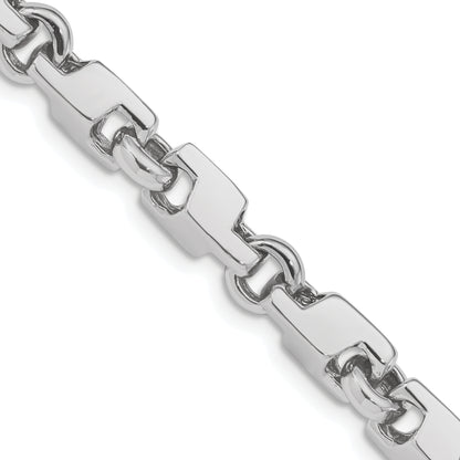 Solid 14K White Gold 22 inch 6.6mm Hand Polished Fancy Link with Fancy Lobster Clasp Chain Necklace