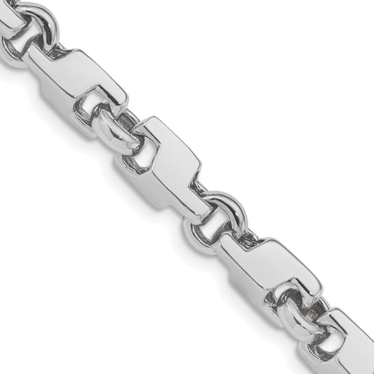 Solid 14K White Gold 22 inch 6.6mm Hand Polished Fancy Link with Fancy Lobster Clasp Chain Necklace
