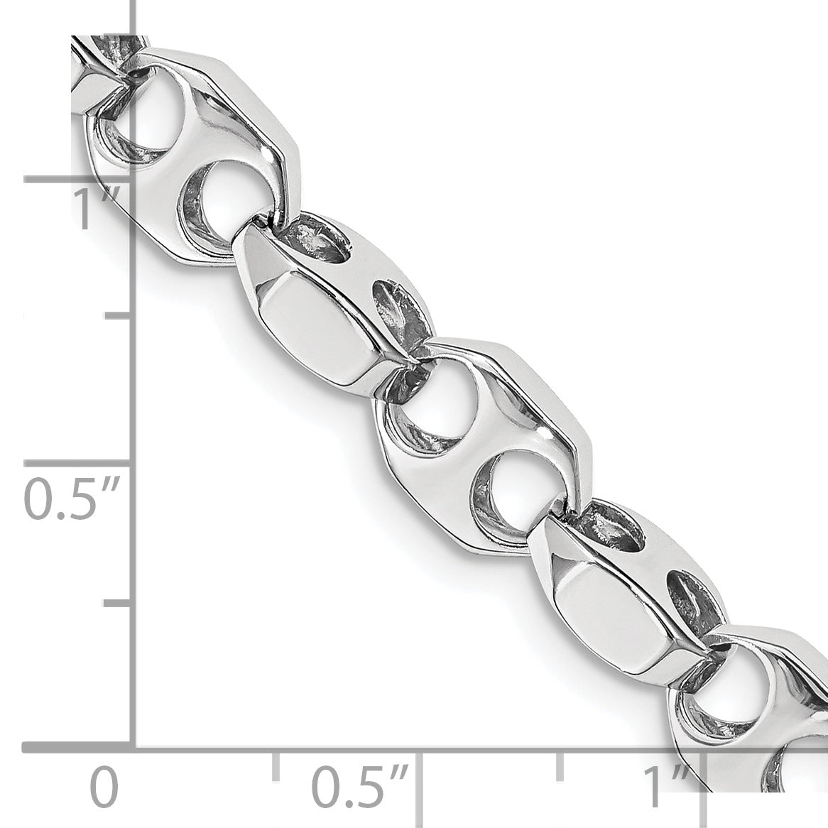 Solid 14K White Gold 9 inch 7.2mm Hand Polished Fancy Link with Fancy Lobster Clasp Bracelet