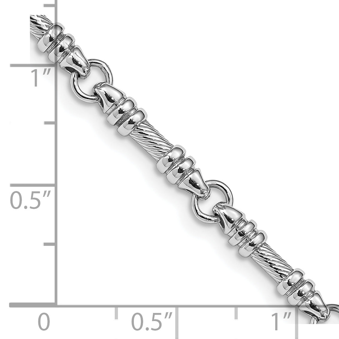 Solid 14K White Gold 8 inch 3.5mm Hand Polished and Textured Fancy Link with Fancy Lobster Clasp Bracelet