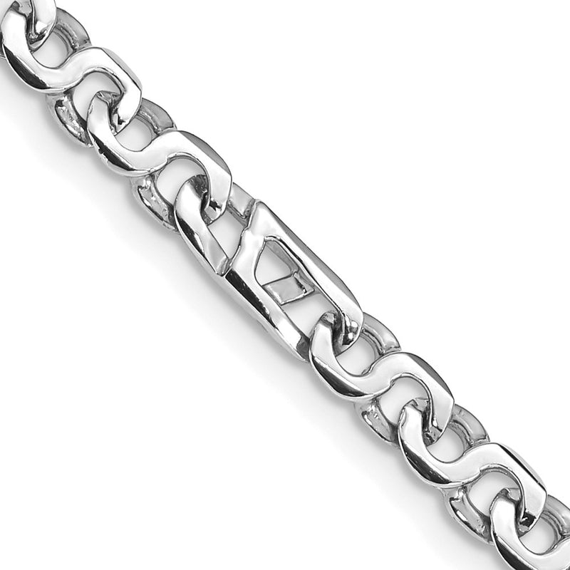 Solid 14K White Gold 18 inch 4.3mm Hand Polished Fancy Link with Fancy Lobster Clasp Chain Necklace