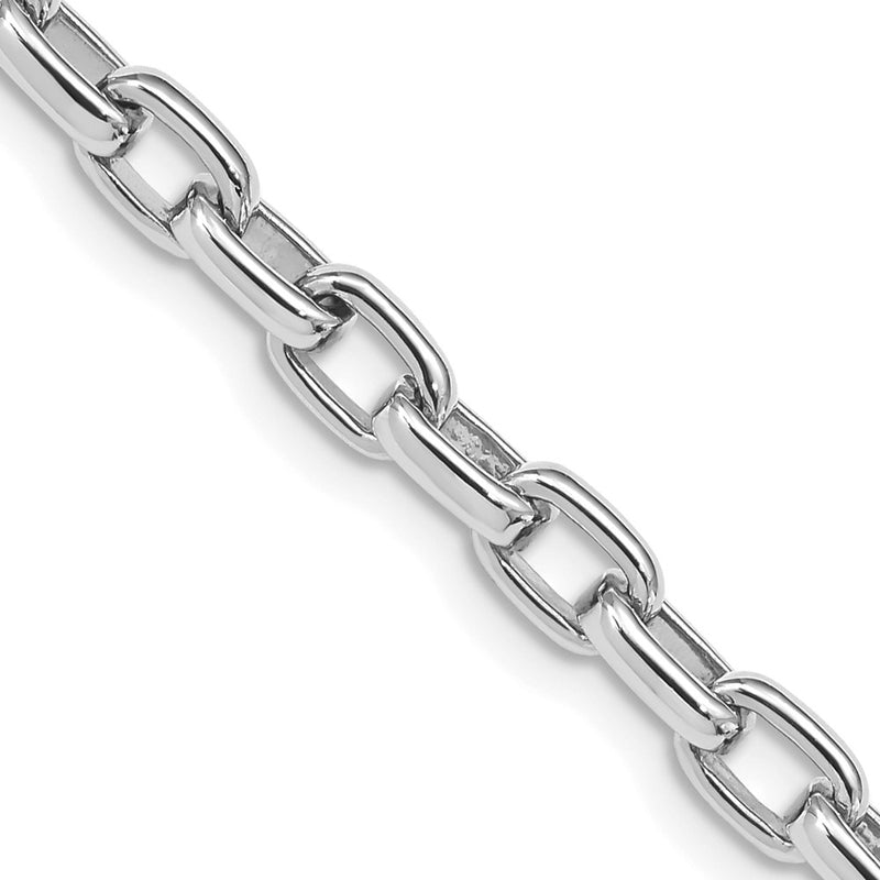 Solid 14K White Gold 7.5 inch 5mm Hand Polished Fancy Link with Lobster Clasp Bracelet