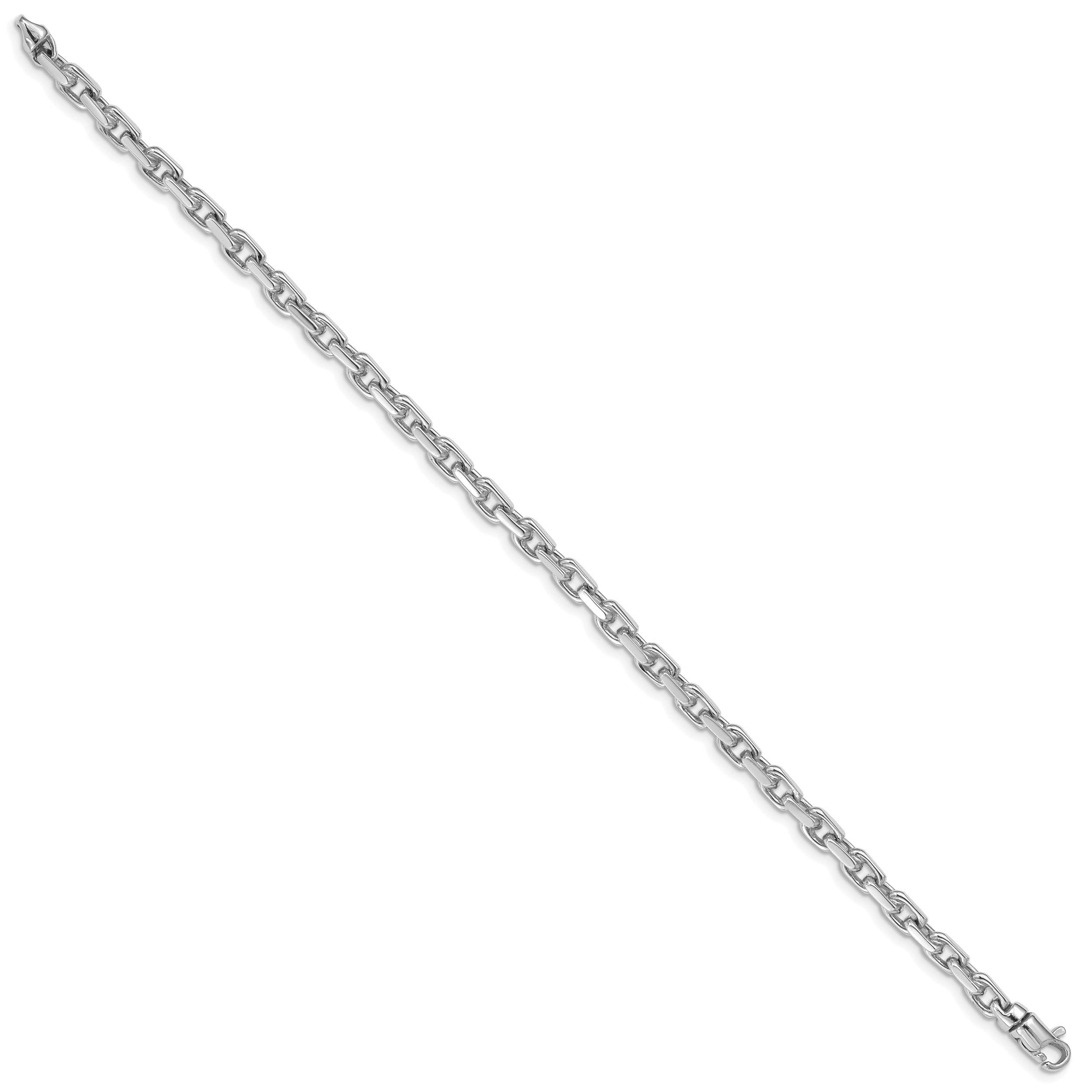 Solid 14K White Gold 8.25 inch 4.2mm Hand Polished Fancy Link with Lobster Clasp Bracelet