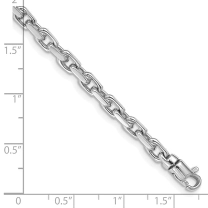 Solid 14K White Gold 8.25 inch 4.2mm Hand Polished Fancy Link with Lobster Clasp Bracelet