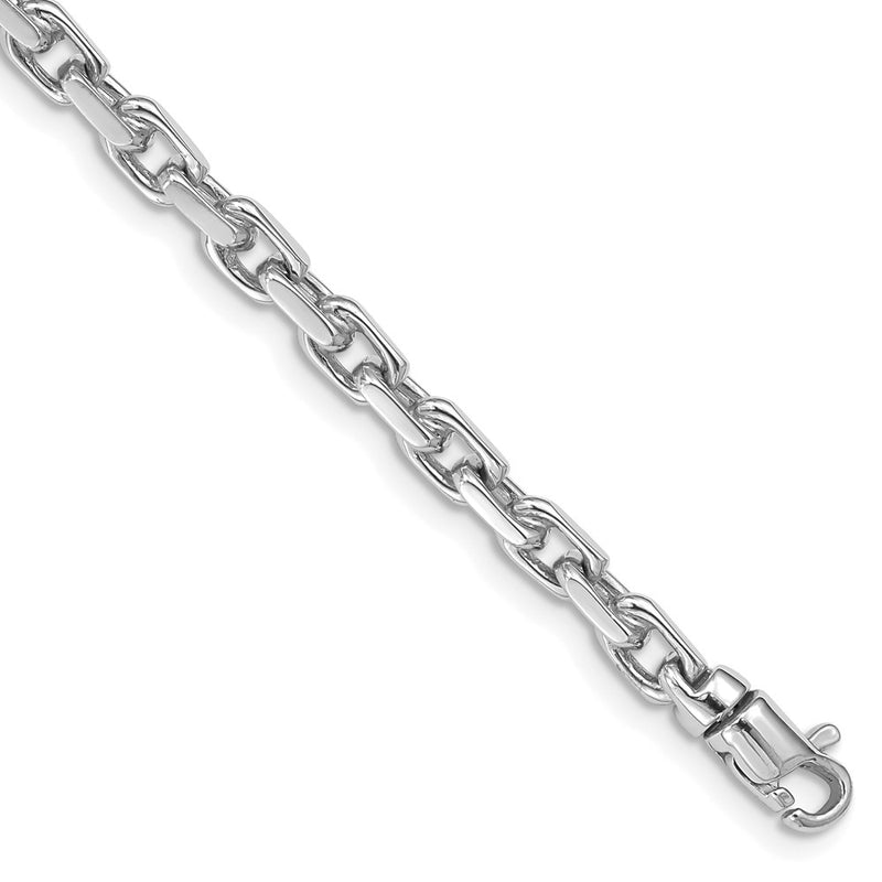 Solid 14K White Gold 8.25 inch 4.2mm Hand Polished Fancy Link with Lobster Clasp Bracelet