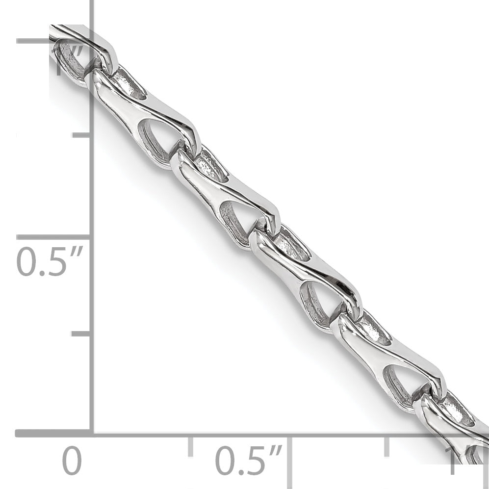 Solid 14K White Gold 24 inch 3.5mm Hand Polished Fancy Link with Lobster Clasp Chain Necklace