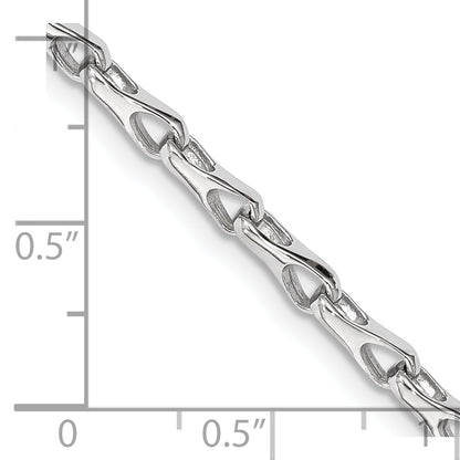 Solid 14K White Gold 24 inch 3.5mm Hand Polished Fancy Link with Lobster Clasp Chain Necklace