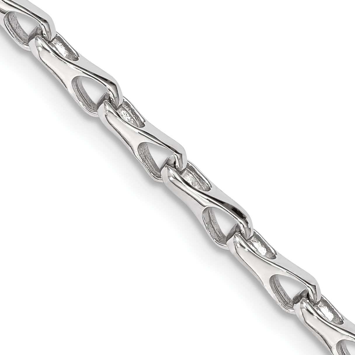 Solid 14K White Gold 24 inch 3.5mm Hand Polished Fancy Link with Lobster Clasp Chain Necklace