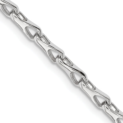 Solid 14K White Gold 24 inch 3.5mm Hand Polished Fancy Link with Lobster Clasp Chain Necklace