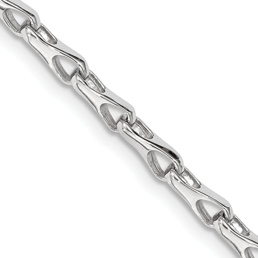 Solid 14K White Gold 24 inch 3.5mm Hand Polished Fancy Link with Lobster Clasp Chain Necklace