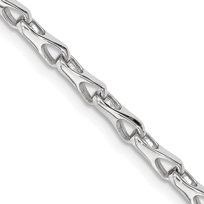 Solid 14K White Gold 24 inch 3.5mm Hand Polished Fancy Link with Lobster Clasp Chain Necklace