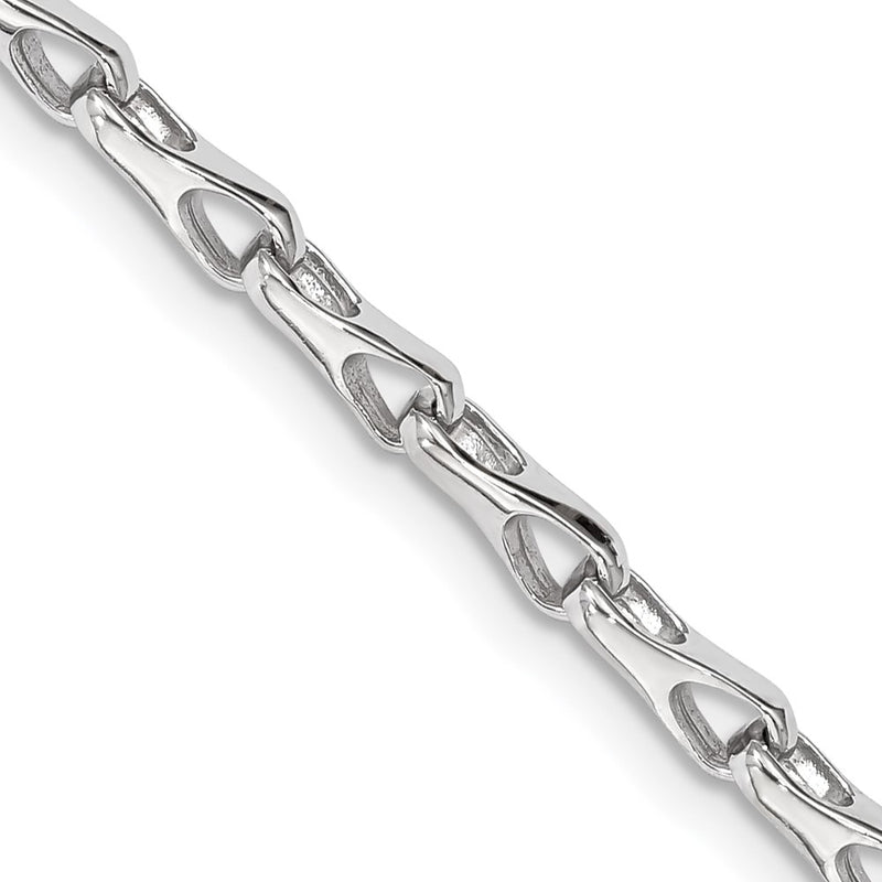 Solid 14K White Gold 24 inch 3.5mm Hand Polished Fancy Link with Lobster Clasp Chain Necklace