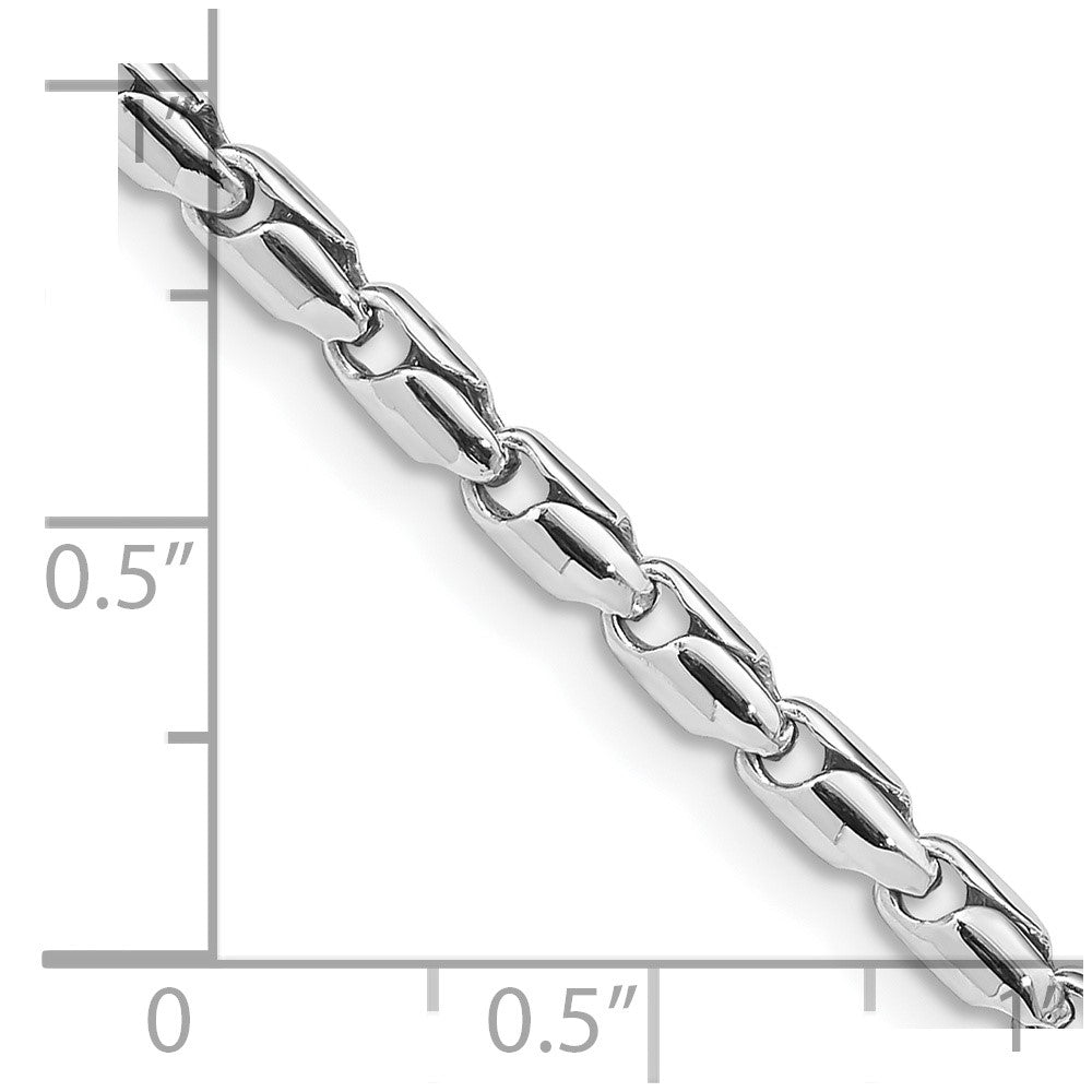 Solid 14K White Gold 8.25 inch 3mm Hand Polished Fancy Link with Lobster Clasp Bracelet