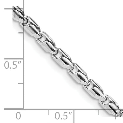 Solid 14K White Gold 8.25 inch 3mm Hand Polished Fancy Link with Lobster Clasp Bracelet