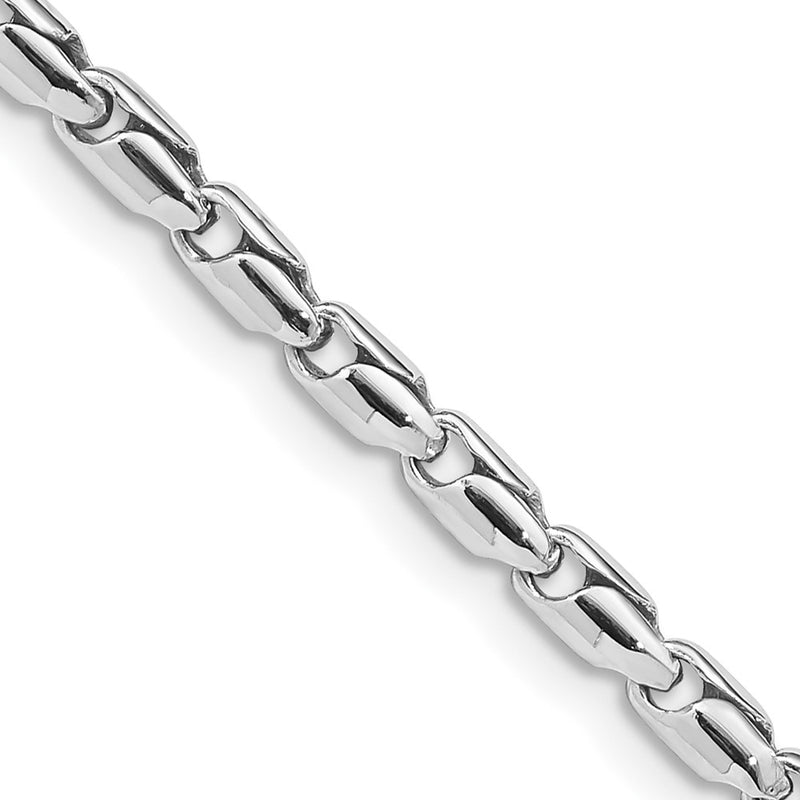 Solid 14K White Gold 22 inch 3mm Hand Polished Fancy Link with Lobster Clasp Chain Necklace