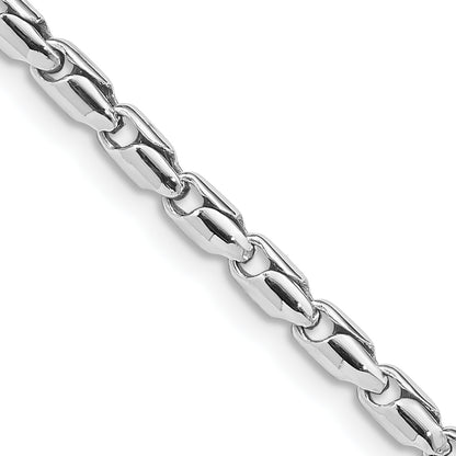 Solid 14K White Gold 8.25 inch 3mm Hand Polished Fancy Link with Lobster Clasp Bracelet