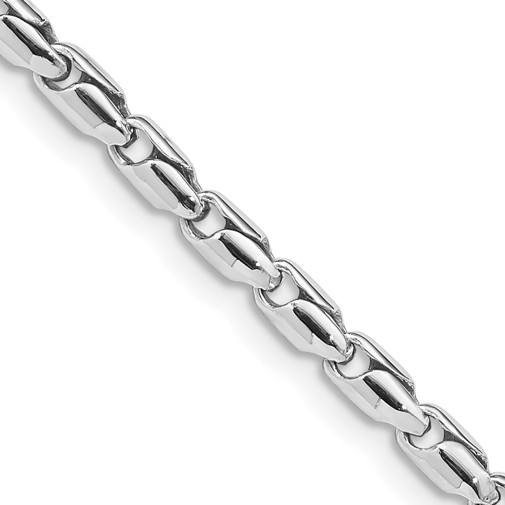 Solid 14K White Gold 24 inch 3mm Hand Polished Fancy Link with Lobster Clasp Chain Necklace