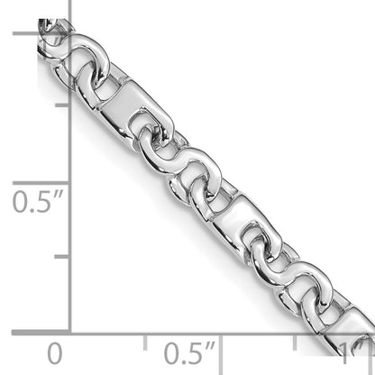 Solid 14K White Gold 8 inch 4.4mm Hand Polished Fancy Link with Fancy Lobster Clasp Bracelet