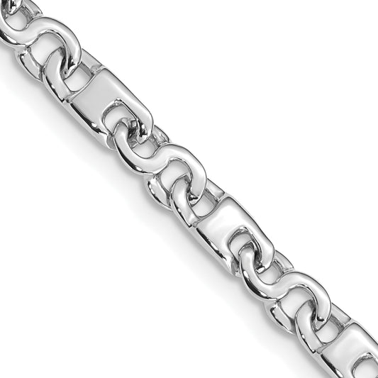 Solid 14K White Gold 8 inch 4.4mm Hand Polished Fancy Link with Fancy Lobster Clasp Bracelet