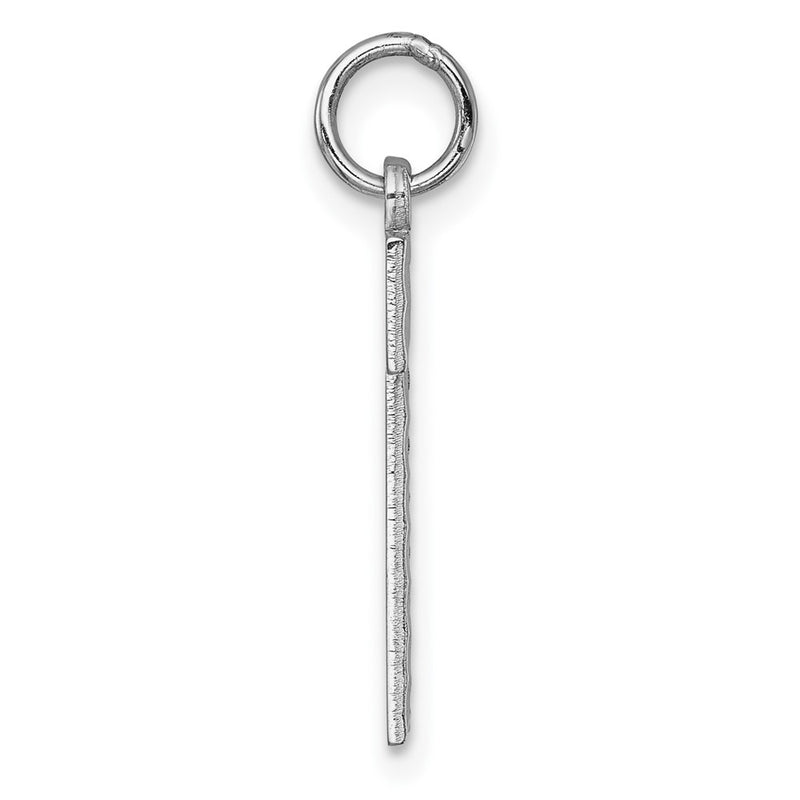 14k White Gold 14kw Large Brushed Diamond-cut  Number 1 Charm