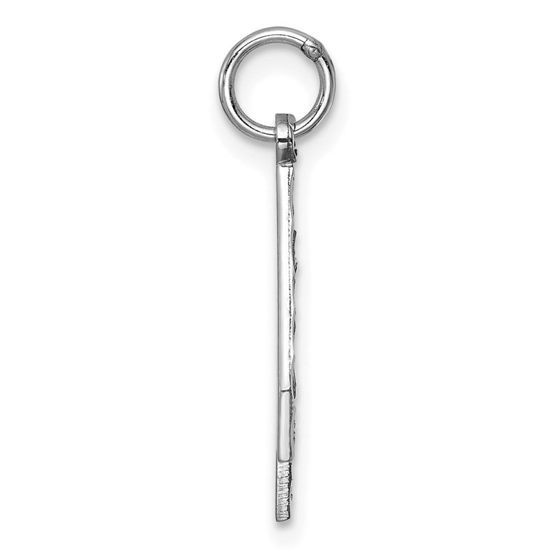14k White Goldw Large Brushed Diamond-cut Number 4 Charm