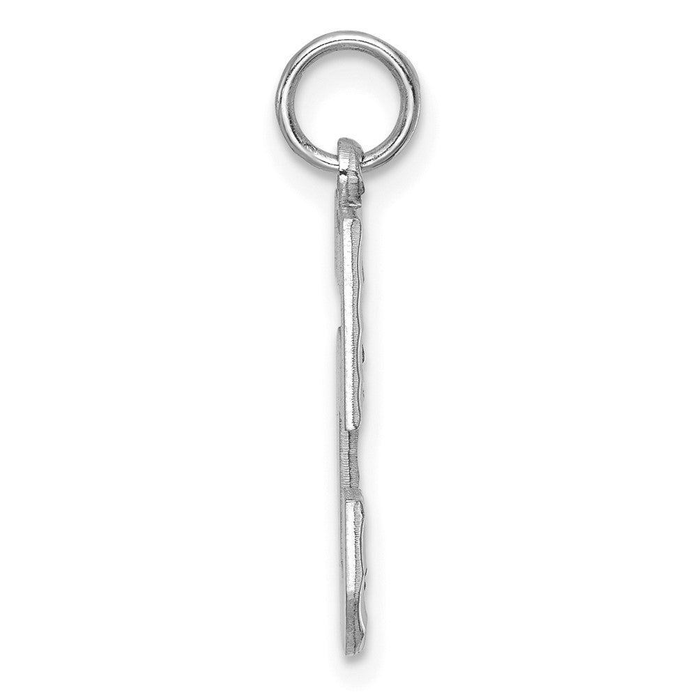 14k White Goldw Large Brushed Diamond-cut  Number 5 Charm