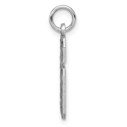 14k White Goldw Large Brushed Diamond-cut  Number 6 Charm