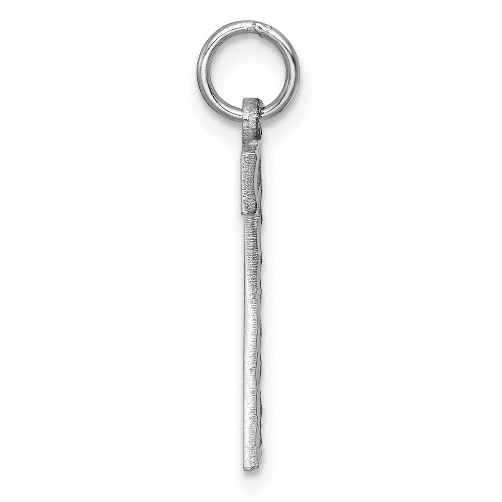 14k White Gold 14kw Large Brushed Diamond-cut  Number 7 Charm