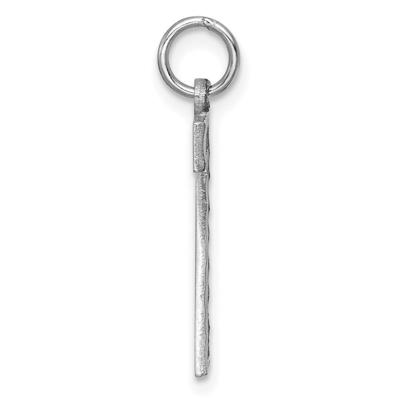 14k White Gold 14kw Large Brushed Diamond-cut  Number 7 Charm